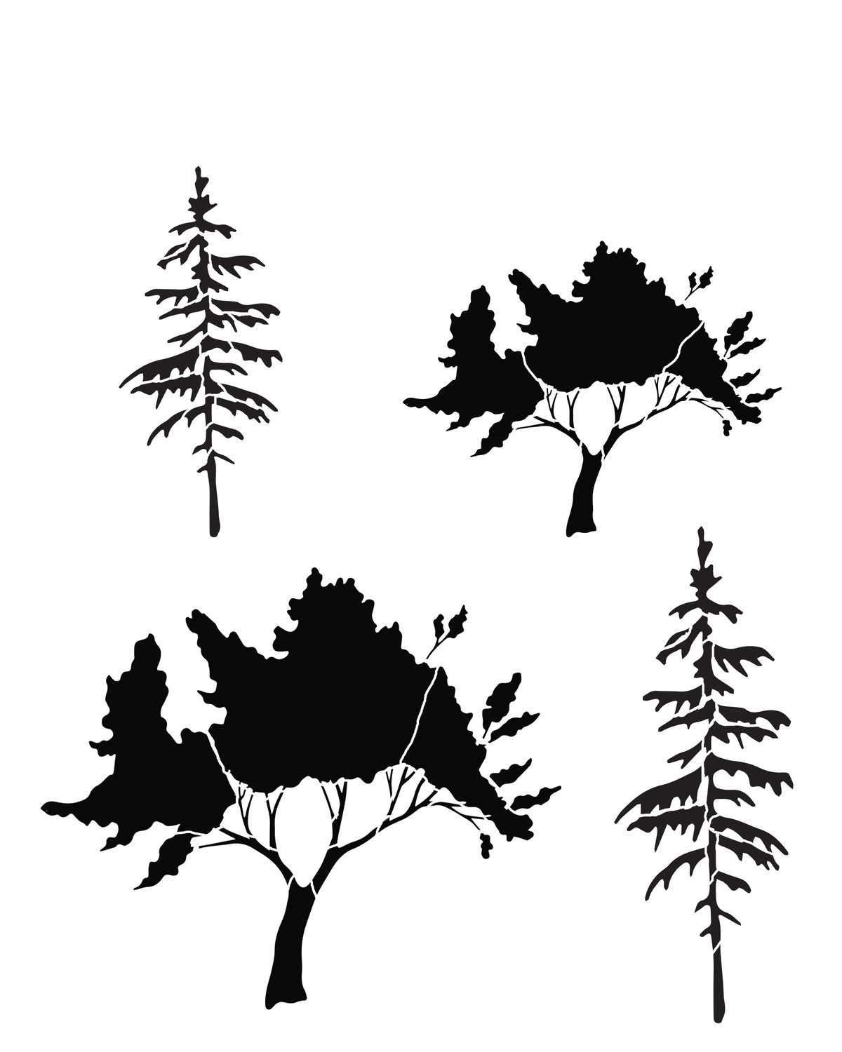 Trees 3 stencil 8x10
