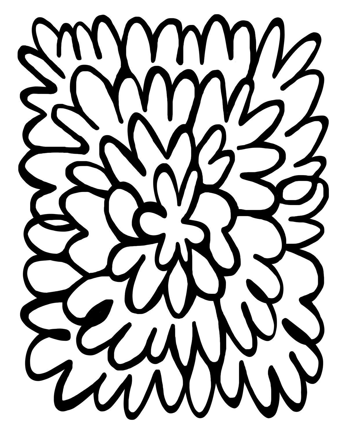 Scribble Flower stencil 8x10