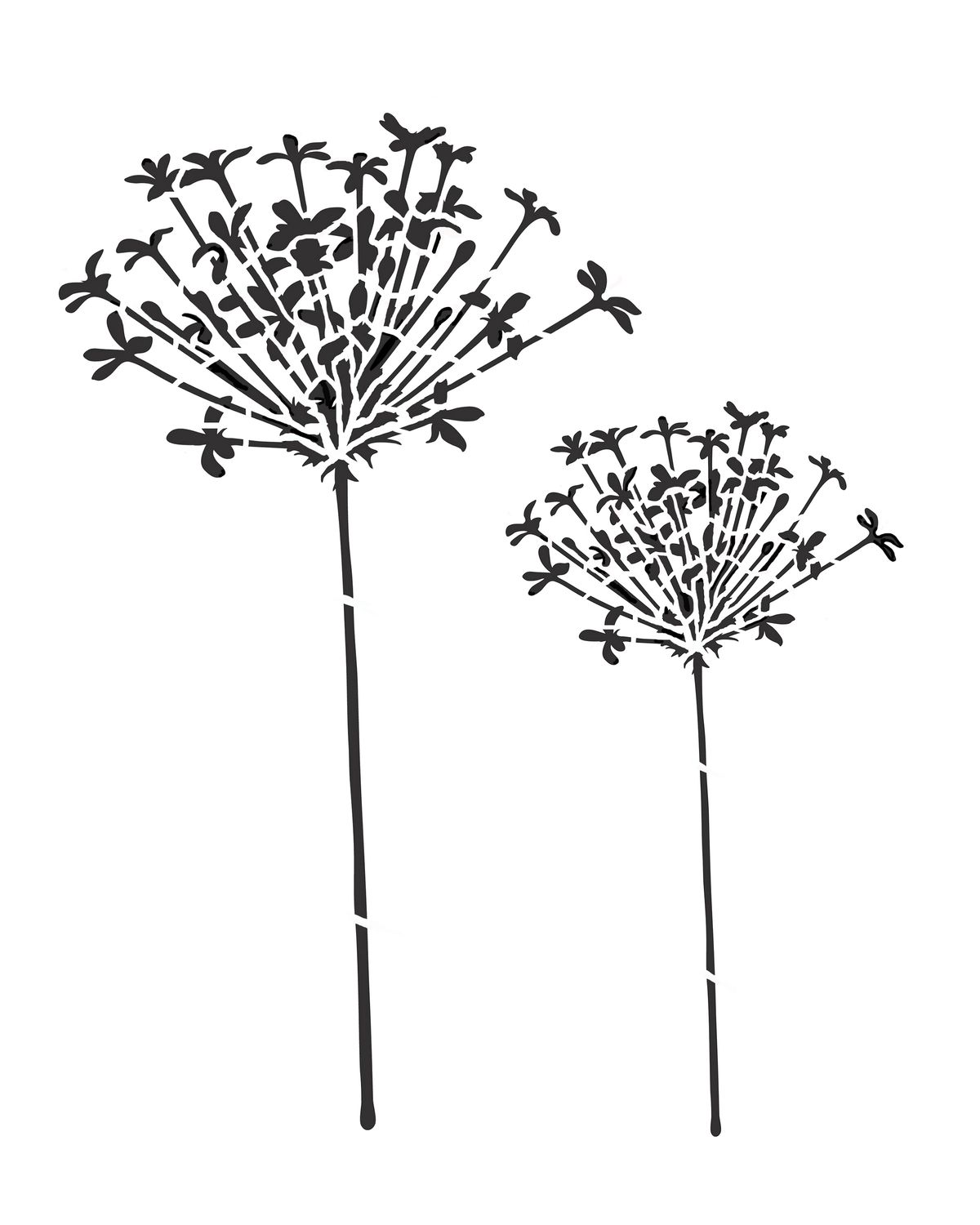 Flower Silhouette 3 stencil 8x10 "CLEARANCE"