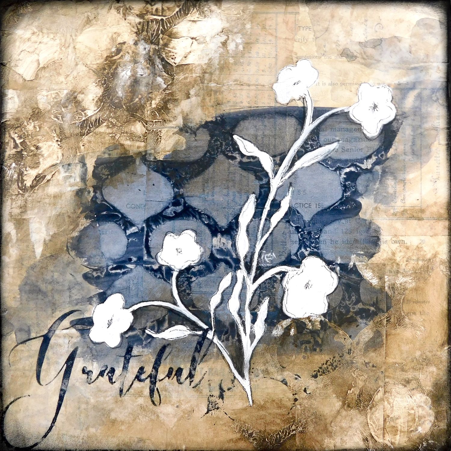 "Grateful" flower Print to be Framed