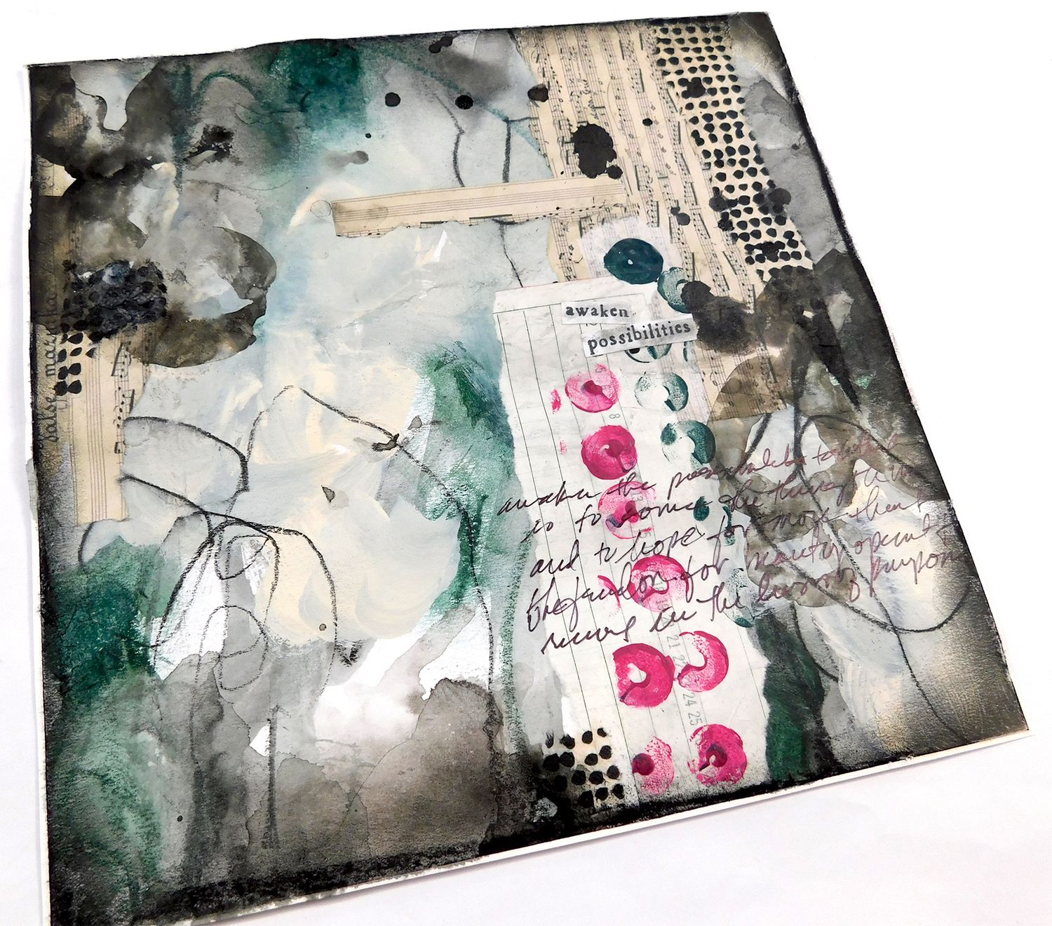 "Awaken Possibilities" abstract 8x8 mixed media original to be framed