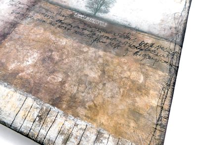 "Found Strength" soft textures grunge 16x16 mixed media original on  birch wood