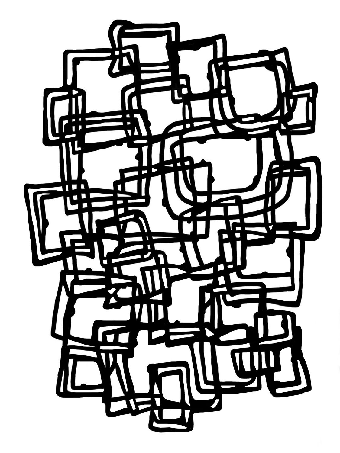 Doodle Squares mask stencil 9x12