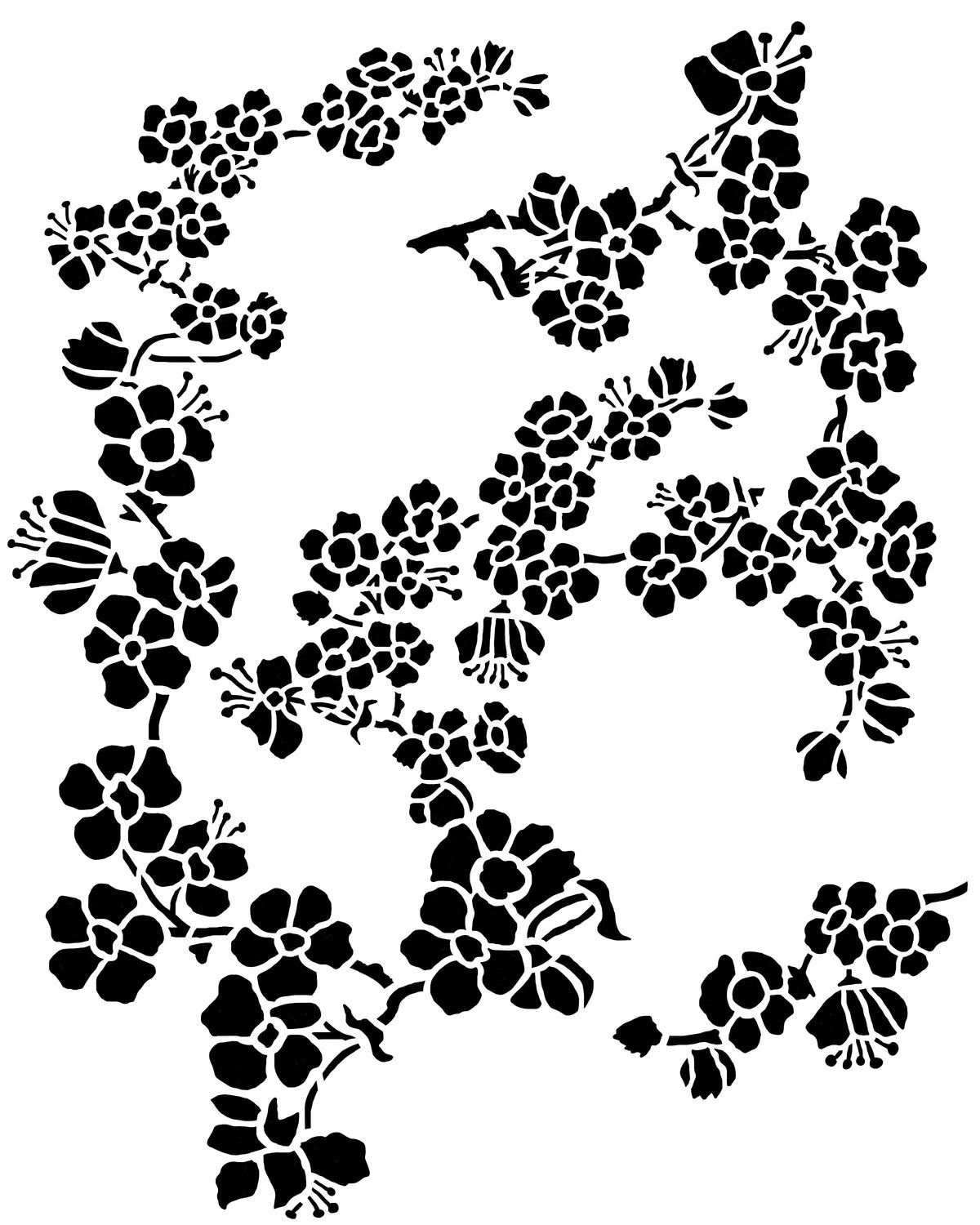 Floral Corner 2 Stencil 8x10