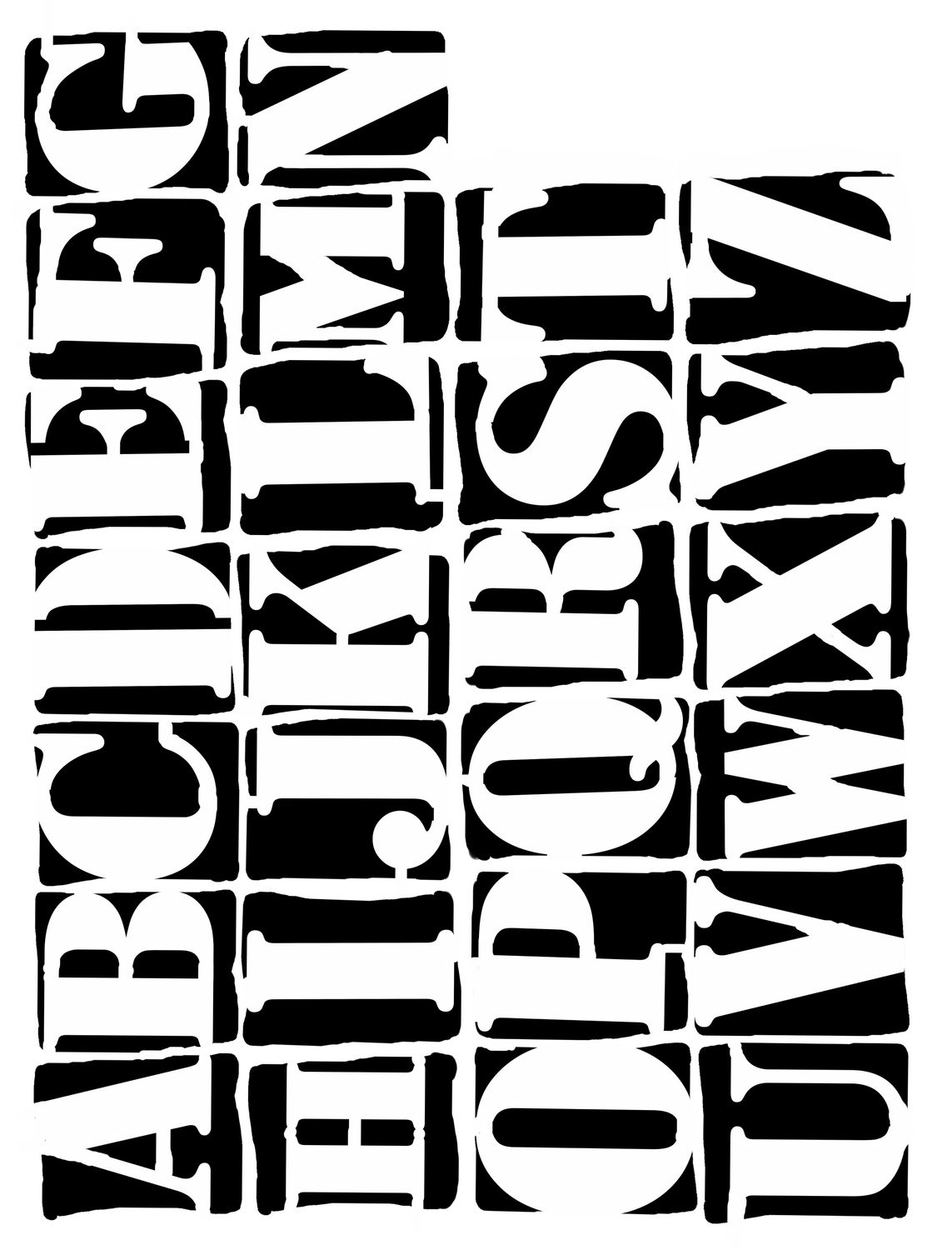Artsy Alphabet stencil 9x12
