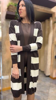 Cardigan lungo righe