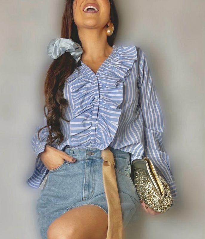 Camicia volan gessata
