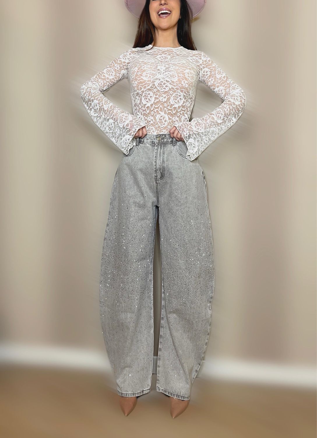 Jeans ballon strass