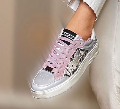 Sneakers argento rosa
