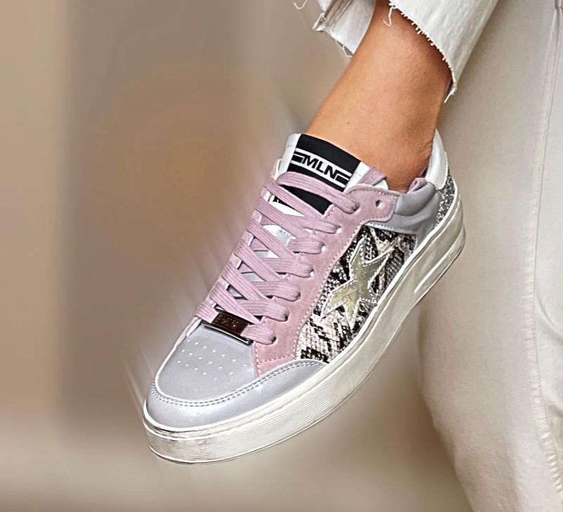 Sneakers argento rosa