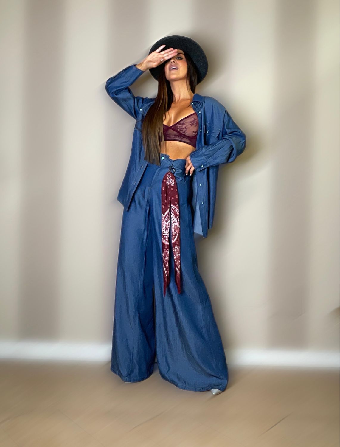 Denim fluido palazzo