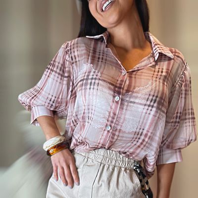 Camicia check rose