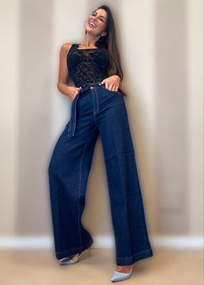 Denim palazzo belt