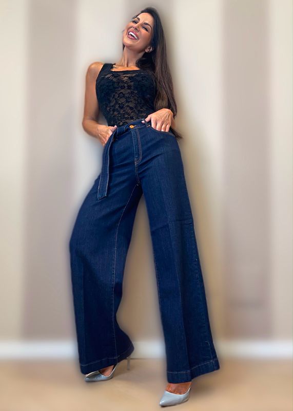 Denim palazzo belt