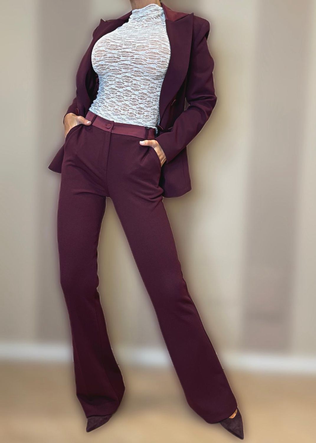 Pantaloni inserti raso