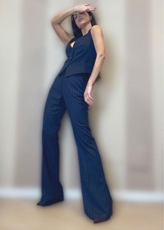 Pantaloni flare gessati