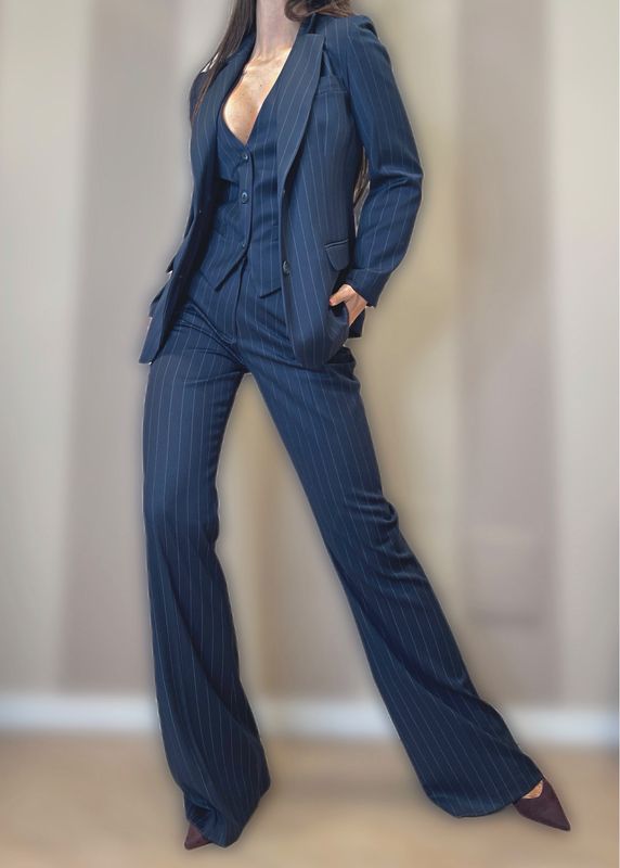 Pantaloni flare gessati