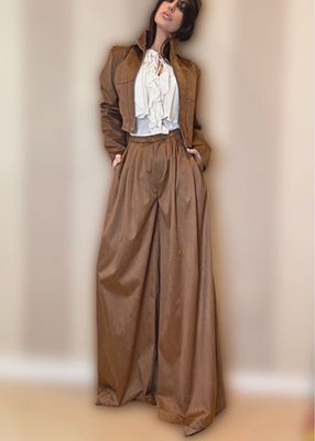 Pantaloni ampi camoscio
