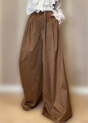 Pantaloni ampi camoscio