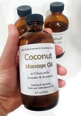 Coconut Relaxing Massage Oil | 8 fl oz | Ultra-Glide Formula with Calm Aroma - Therapeutic Massage