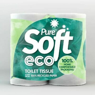 Pure Soft Multi Pack Eco 2 Ply 100% Recycled Toilet Roll White