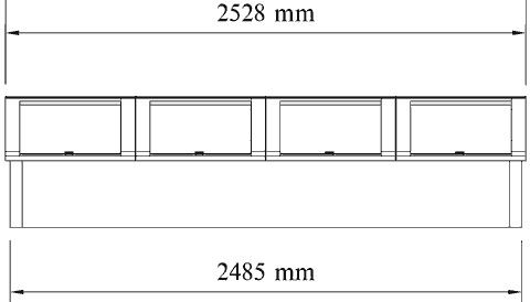 Lage kweekkas in ceder 93.2x248.5x64.5cm (4 deksels)