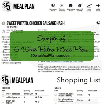 6-Week Paleo Plan from $5 Meal Plan