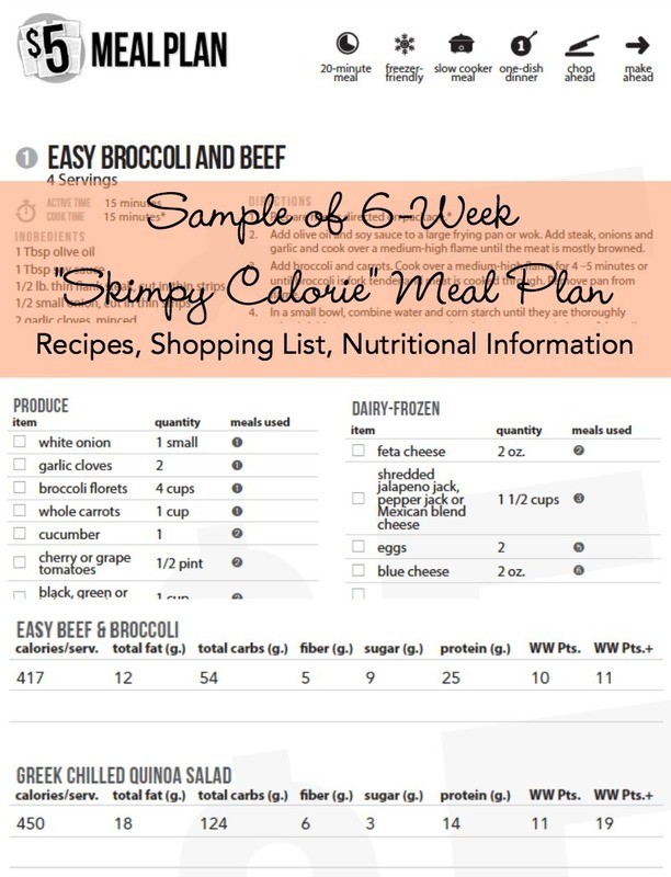 6-Week &quot;Skimpy Calorie&quot; Meal Plan