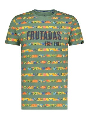 A Fish Named Fred T-shirt fruit stripe forest 26.03.415 groen