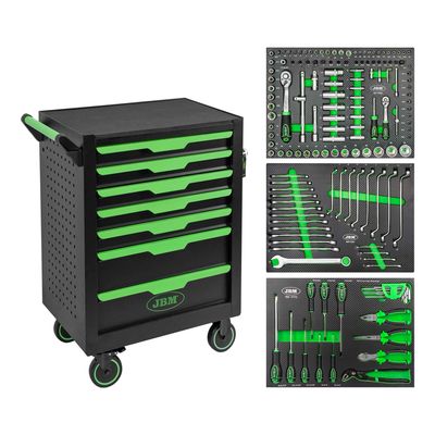 CARRELLO PORTAUTENSILI A 7 CASSETTI VERDE - 154 PEZZI