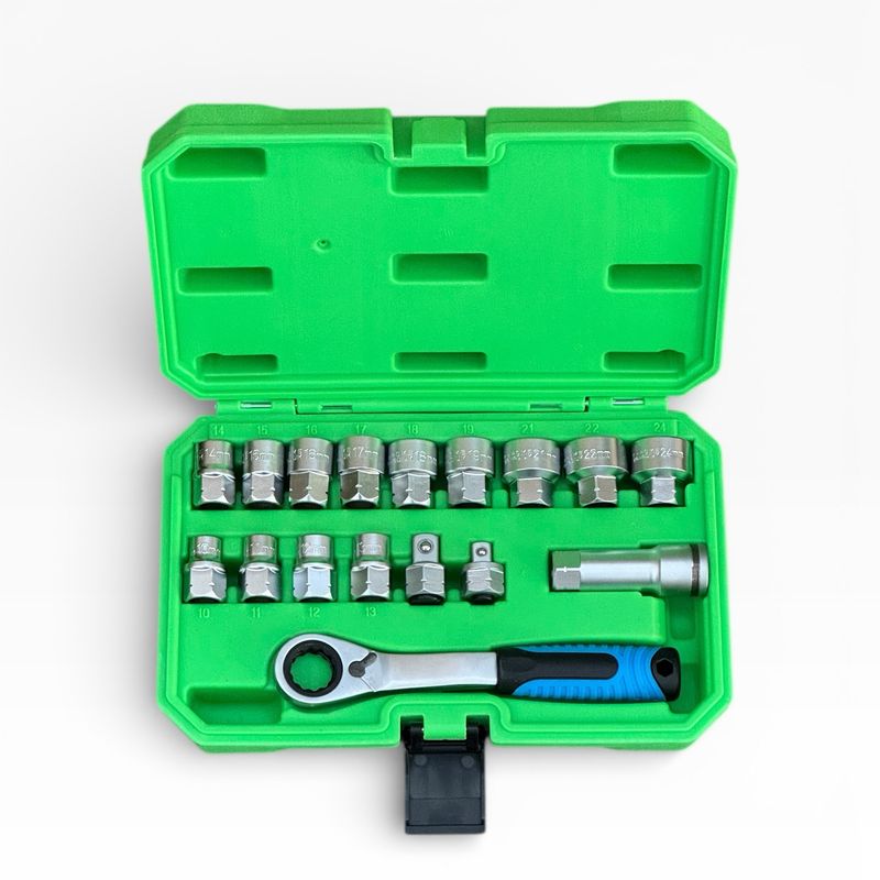 SET DI UTENSILI GO-THROUGH DA 17 PEZZI CON BUSSOLE DA 1/2"