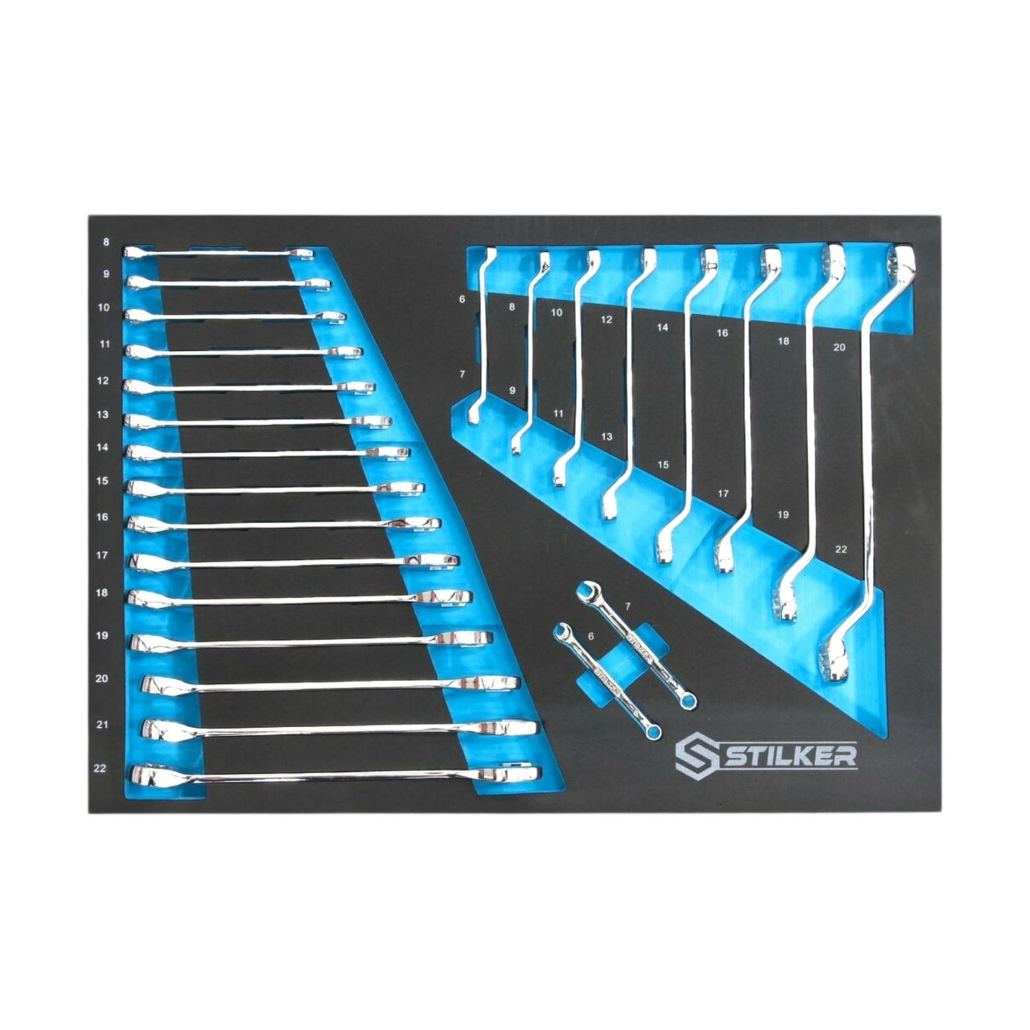 Modulo in schiuma 527x387mm chiavi combinate, chiavi a bussola - 26 pezzi