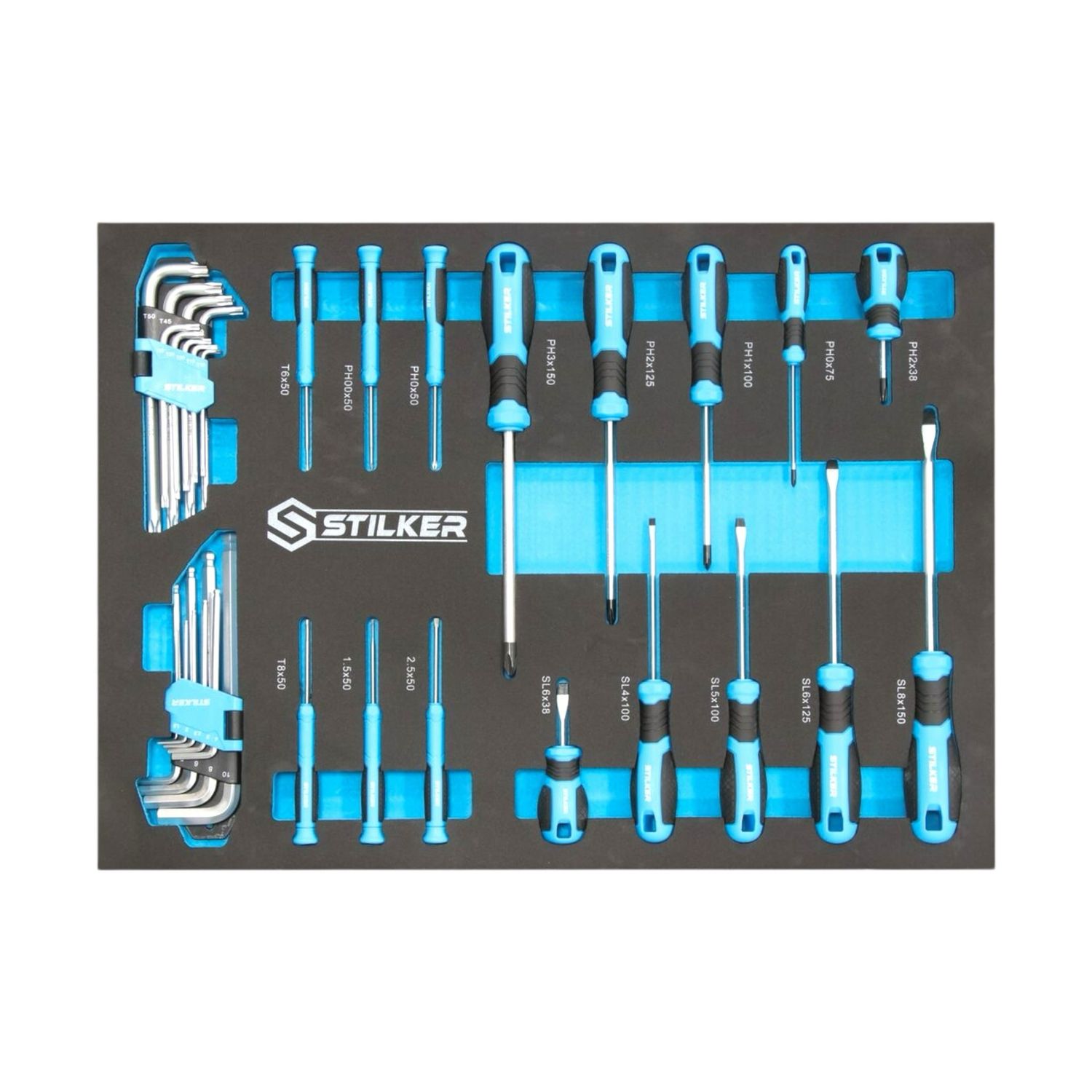 Modulo schiuma 527x387mm cacciavite, chiavi maschili - 34 pezzi