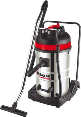 Aspirapolvere per solidi e liquidi da 80 litri, 230 V, 3600 W, serbatoio basculante in acciaio inox, 3 motori, tubo flessibile da 5 m.