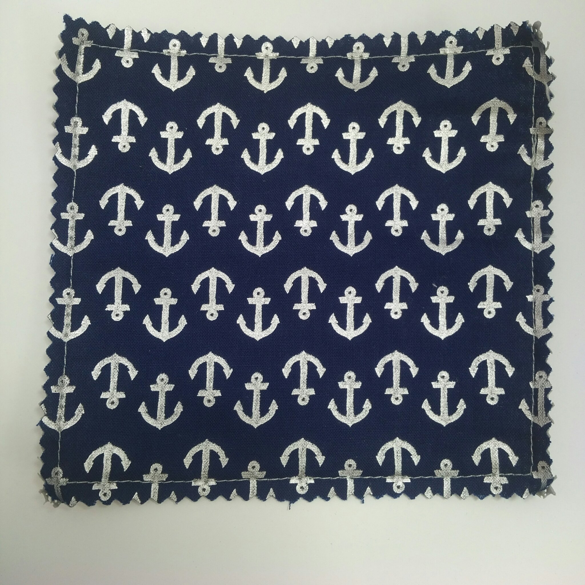 Square Navy Blue Anchor Print Jar Grippers 00333