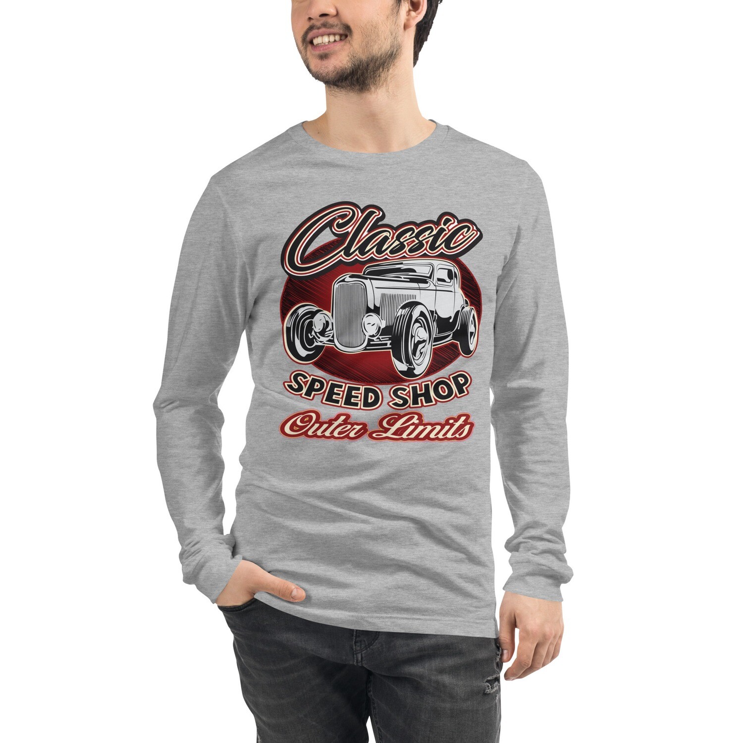 Retro Car Shirts Unisex Long Sleeve Tee shirt - classic speed shop outer limits - Bella Canvas Long Sleeve Shirt