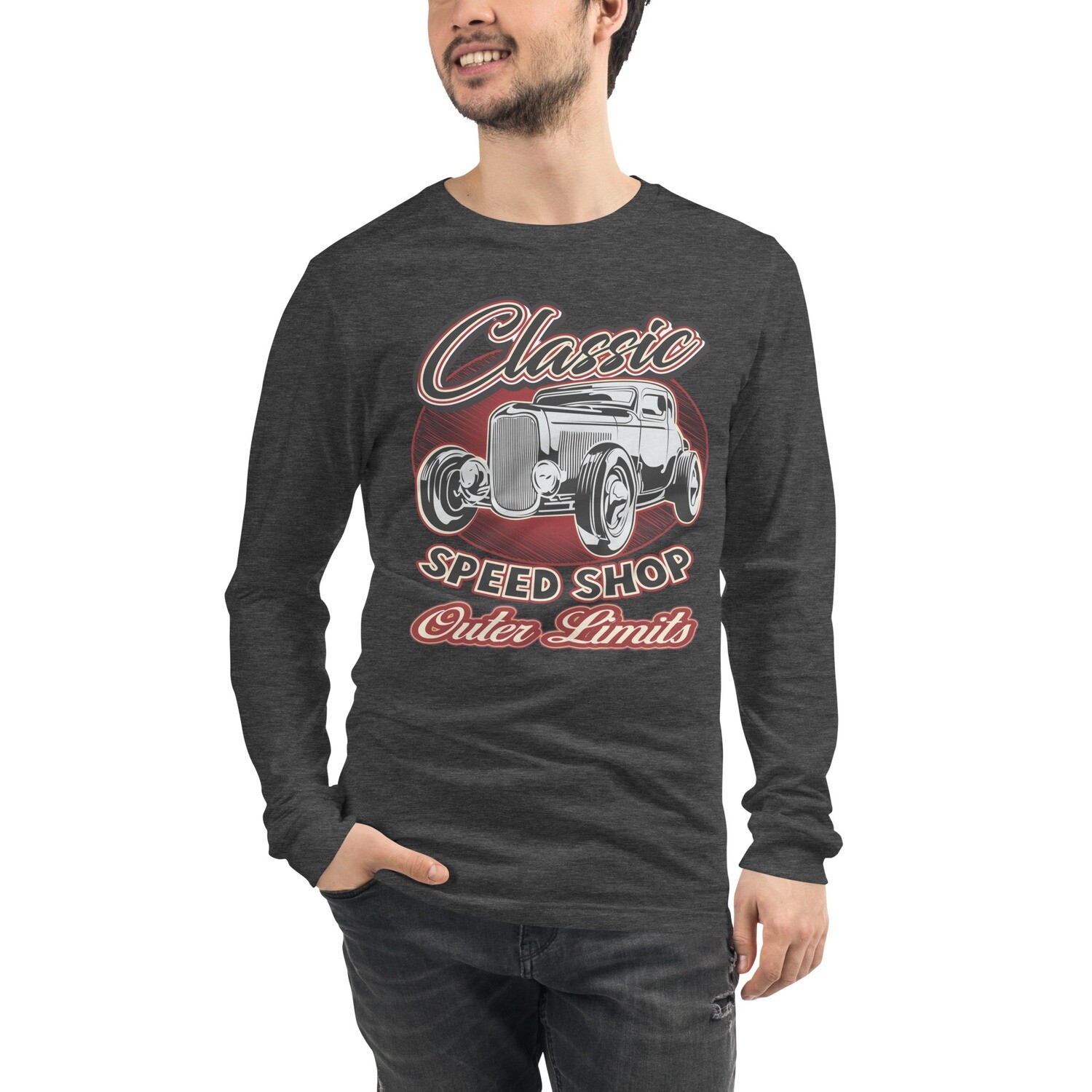 Retro Car Shirts Unisex Long Sleeve Tee shirt - classic speed shop outer limits - Bella Canvas Long Sleeve Shirt