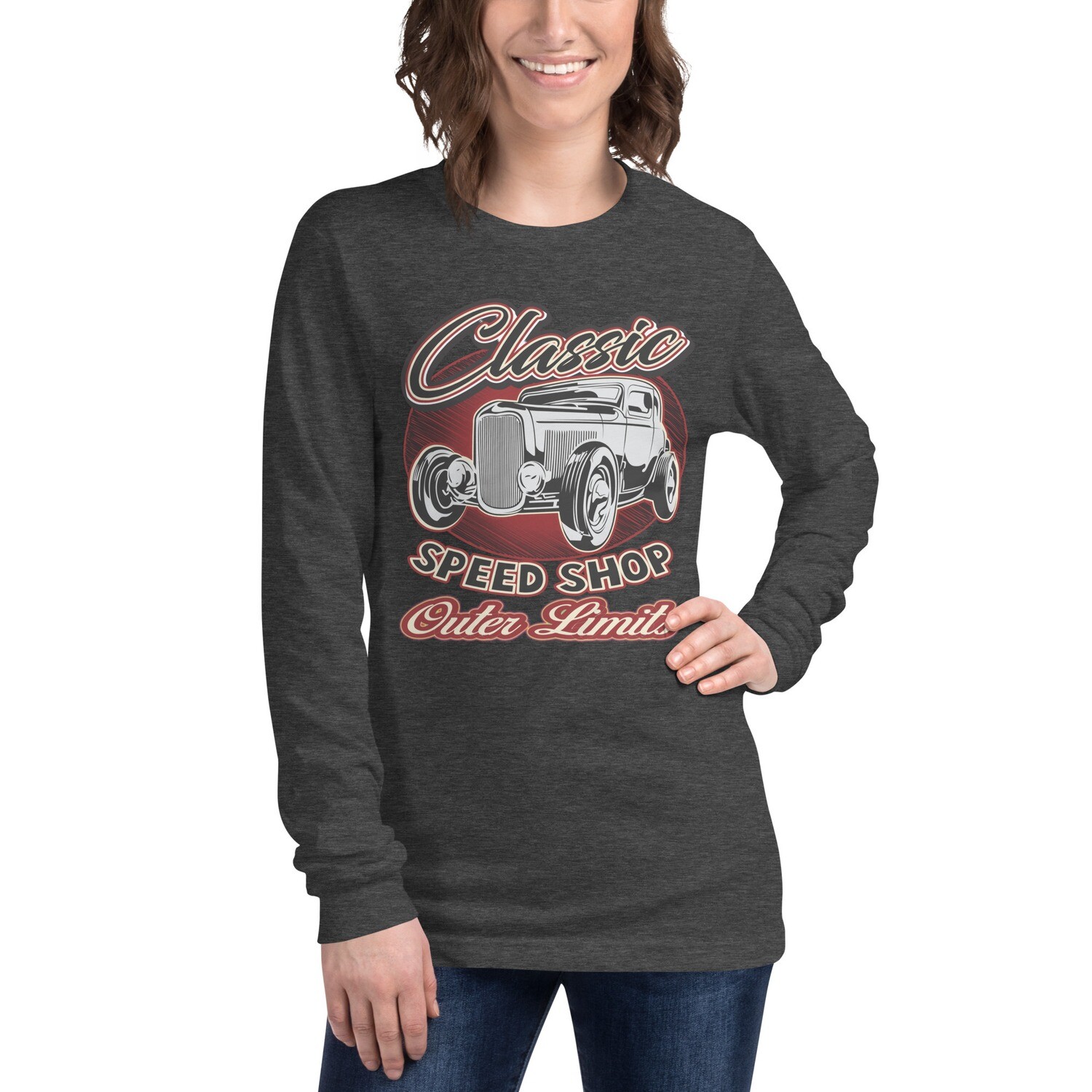 Retro Car Shirts Unisex Long Sleeve Tee shirt - classic speed shop outer limits - Bella Canvas Long Sleeve Shirt