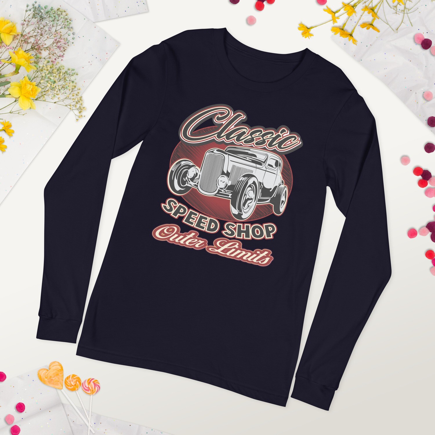 Retro Car Shirts Unisex Long Sleeve Tee shirt - classic speed shop outer limits - Bella Canvas Long Sleeve Shirt