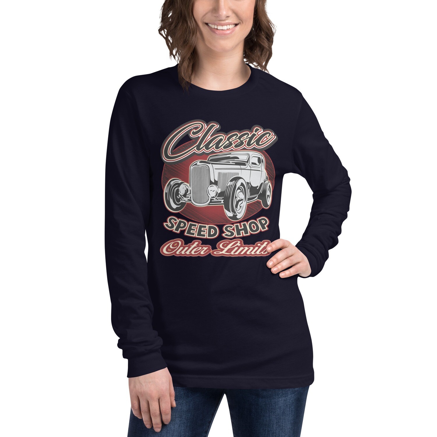Retro Car Shirts Unisex Long Sleeve Tee shirt - classic speed shop outer limits - Bella Canvas Long Sleeve Shirt