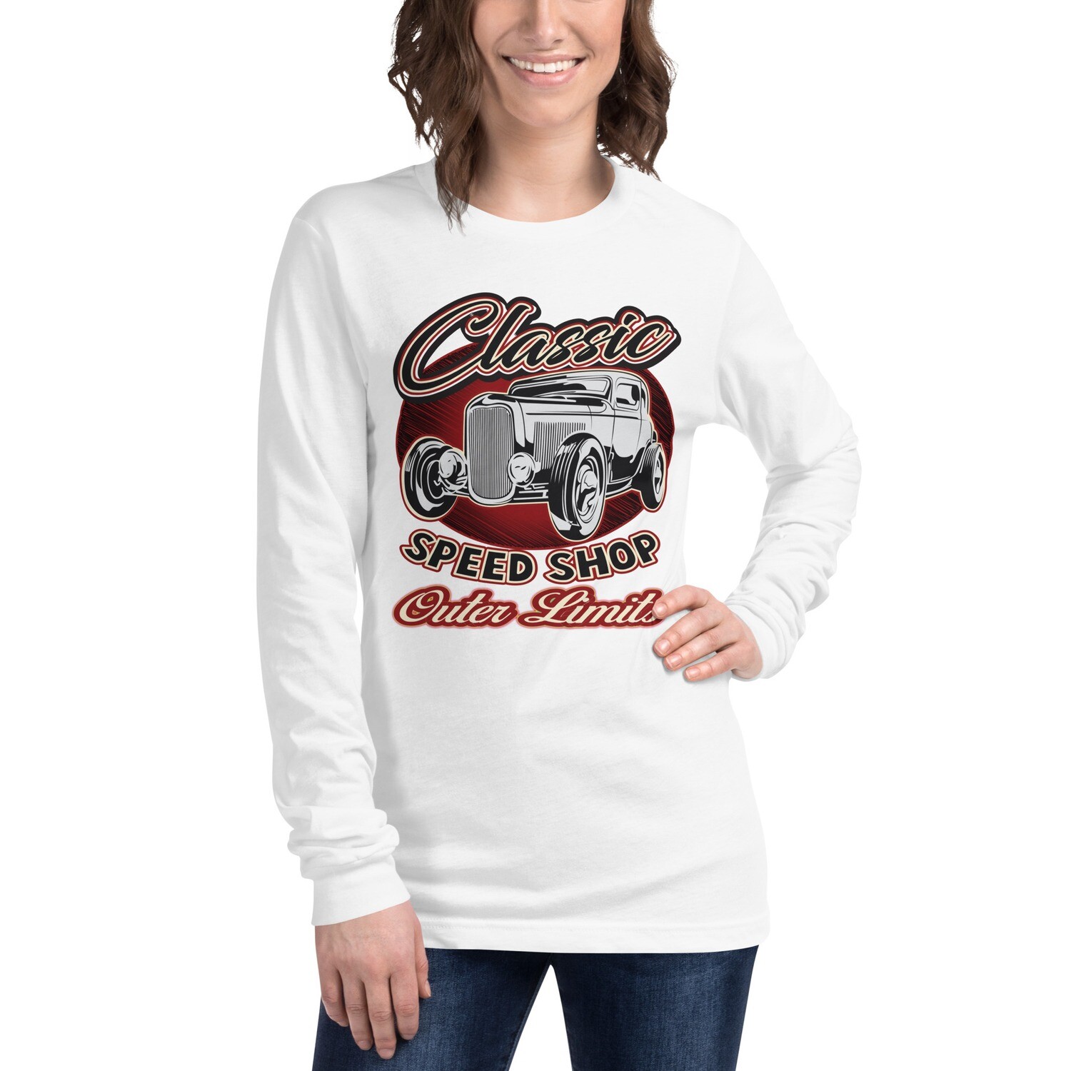 Retro Car Shirts Unisex Long Sleeve Tee shirt - classic speed shop outer limits - Bella Canvas Long Sleeve Shirt