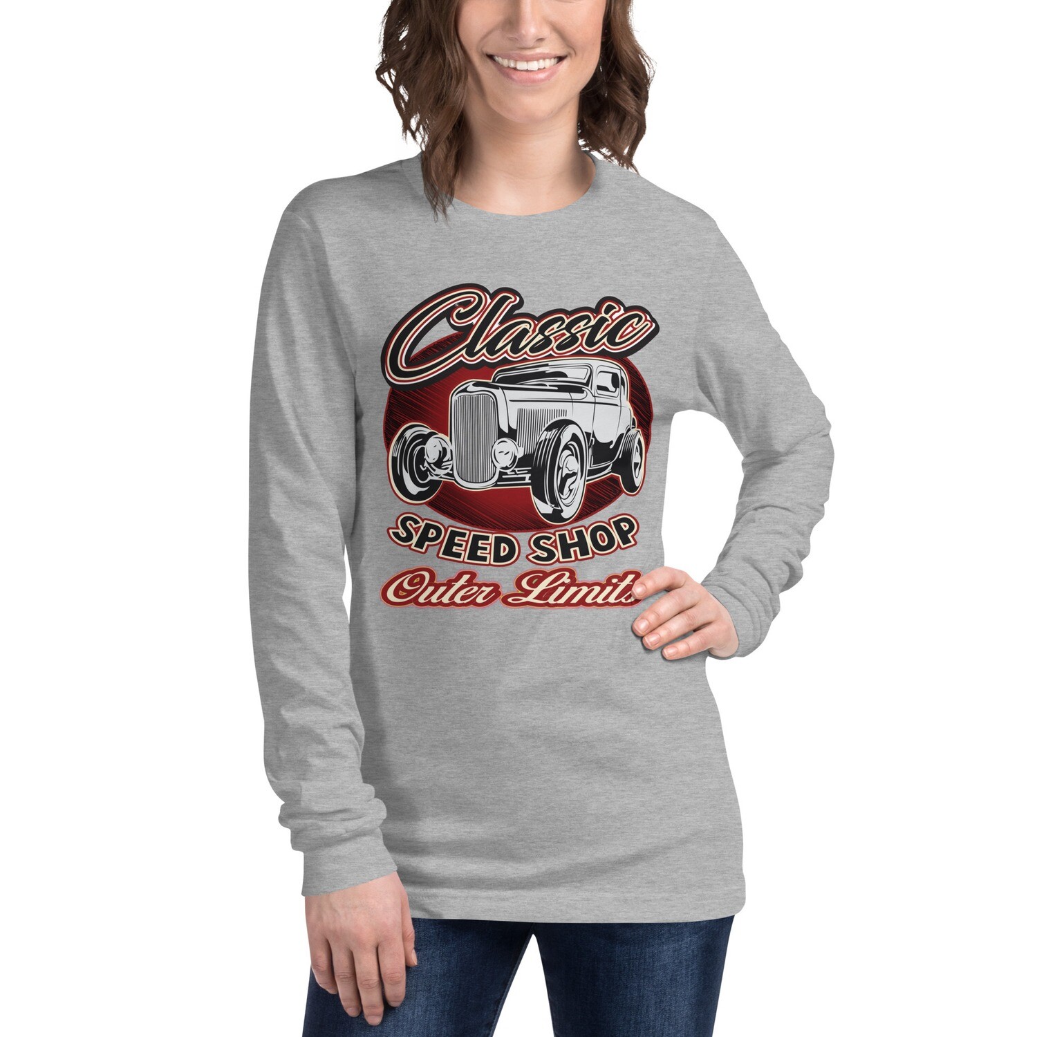Retro Car Shirts Unisex Long Sleeve Tee shirt - classic speed shop outer limits - Bella Canvas Long Sleeve Shirt