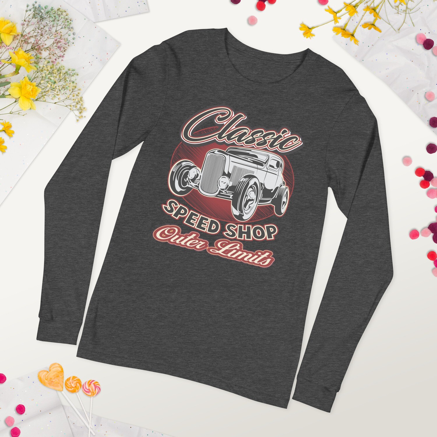 Retro Car Shirts Unisex Long Sleeve Tee shirt - classic speed shop outer limits - Bella Canvas Long Sleeve Shirt
