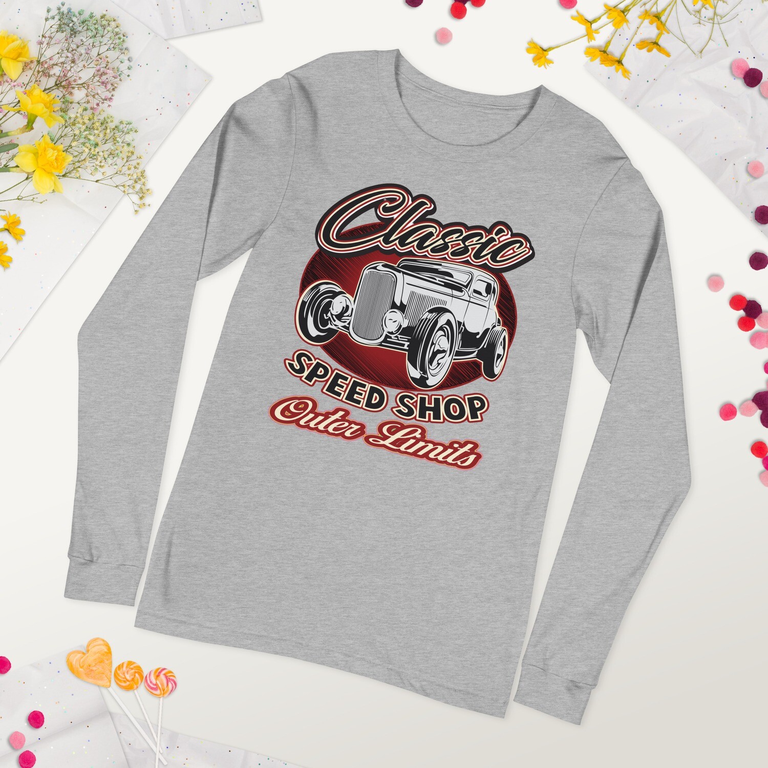 Retro Car Shirts Unisex Long Sleeve Tee shirt - classic speed shop outer limits - Bella Canvas Long Sleeve Shirt