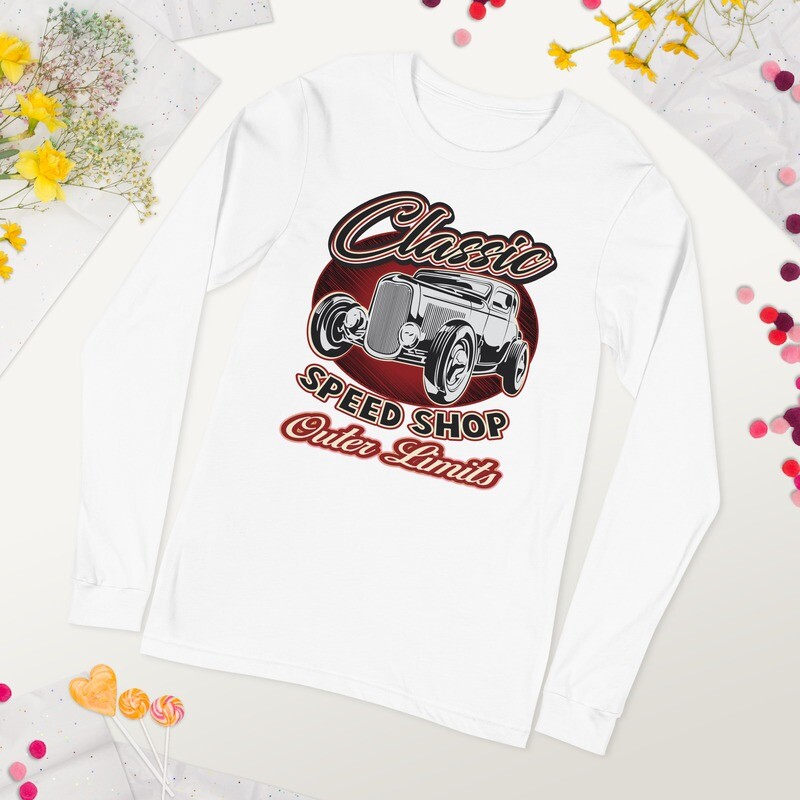 Retro Car Shirts Unisex Long Sleeve Tee shirt - classic speed shop outer limits - Bella Canvas Long Sleeve Shirt
