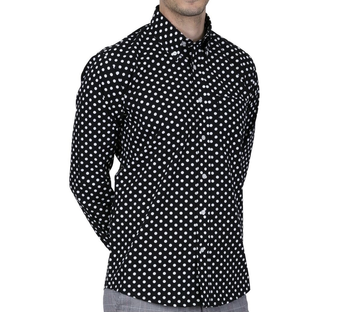 black polka shirt