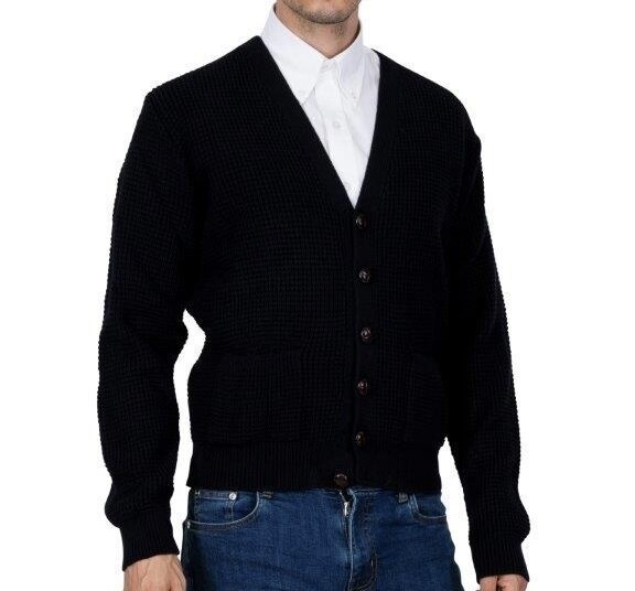 Navy Waffle Cardigan