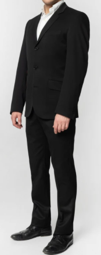 Merc Three Button Black Suit