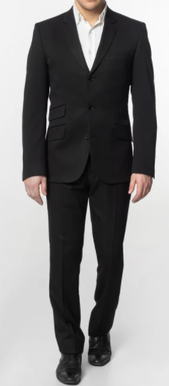 Merc Three Button Black Suit