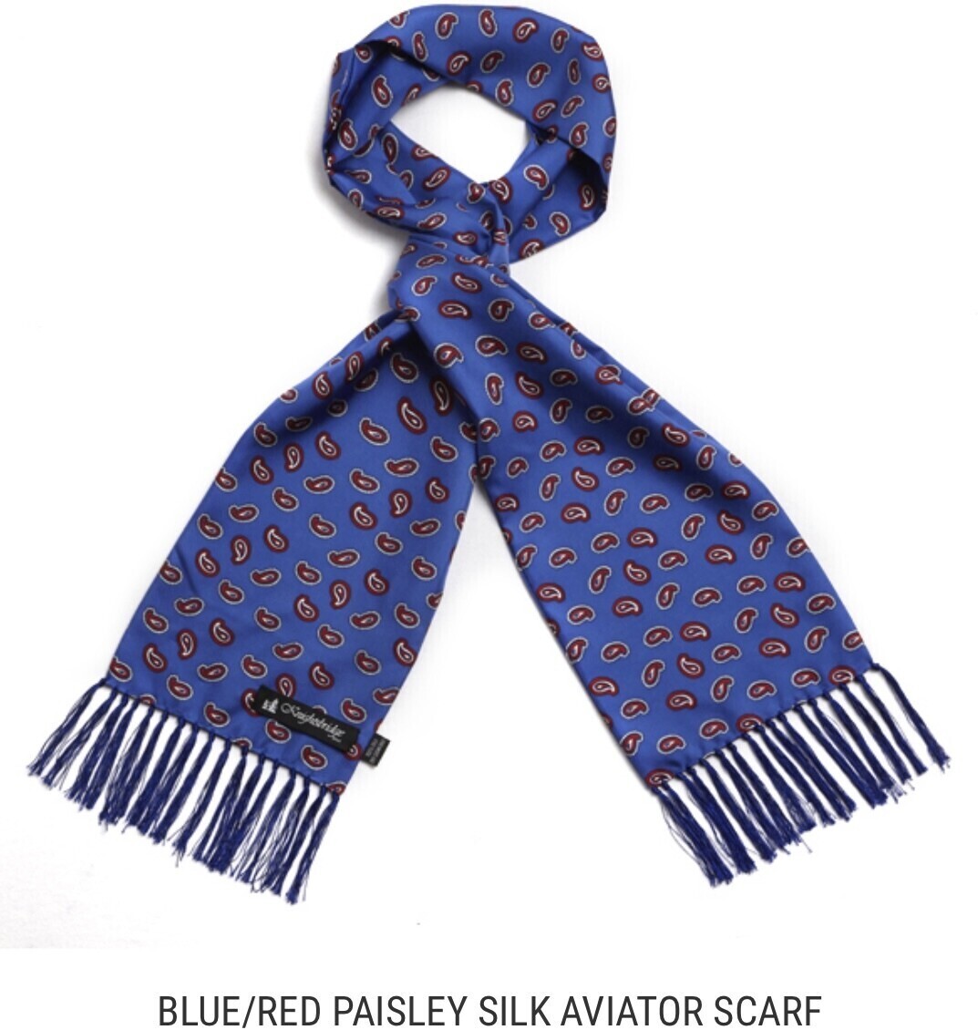 Blue/Red Paisley Silk Scarf for illustration only many other colours in stock. CALL BEFORE ORDERING 0141 552 0066